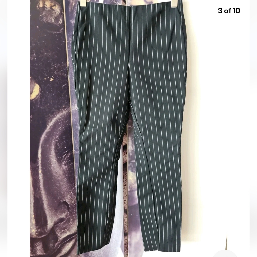 RAG & BONE‎ Womens Flat Front Black White Vertical Striped Tapered Pant Size 6